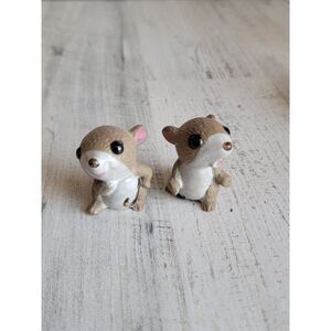 Mini ceramic Mouse set cute brown chipmunk pet Xmas